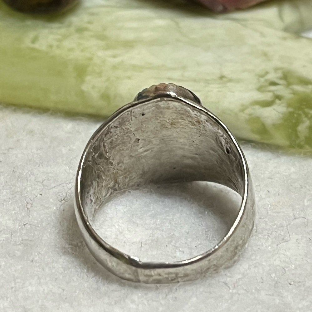 Old Sterling Native Turquoise Ring - image 4
